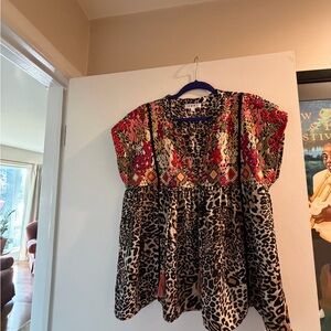 THML Leopard Print Top with Embroidery